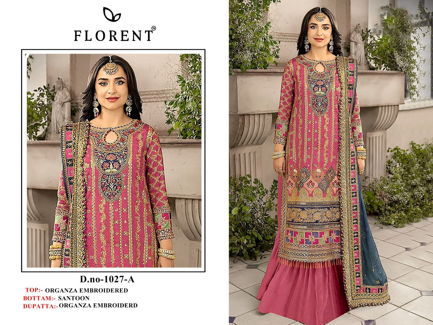 1027-A Florent Embroidery Pakistani Patch Suits