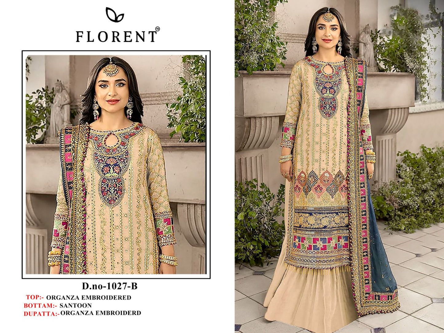 1027-B Florent Embroidery Pakistani Patch Suits