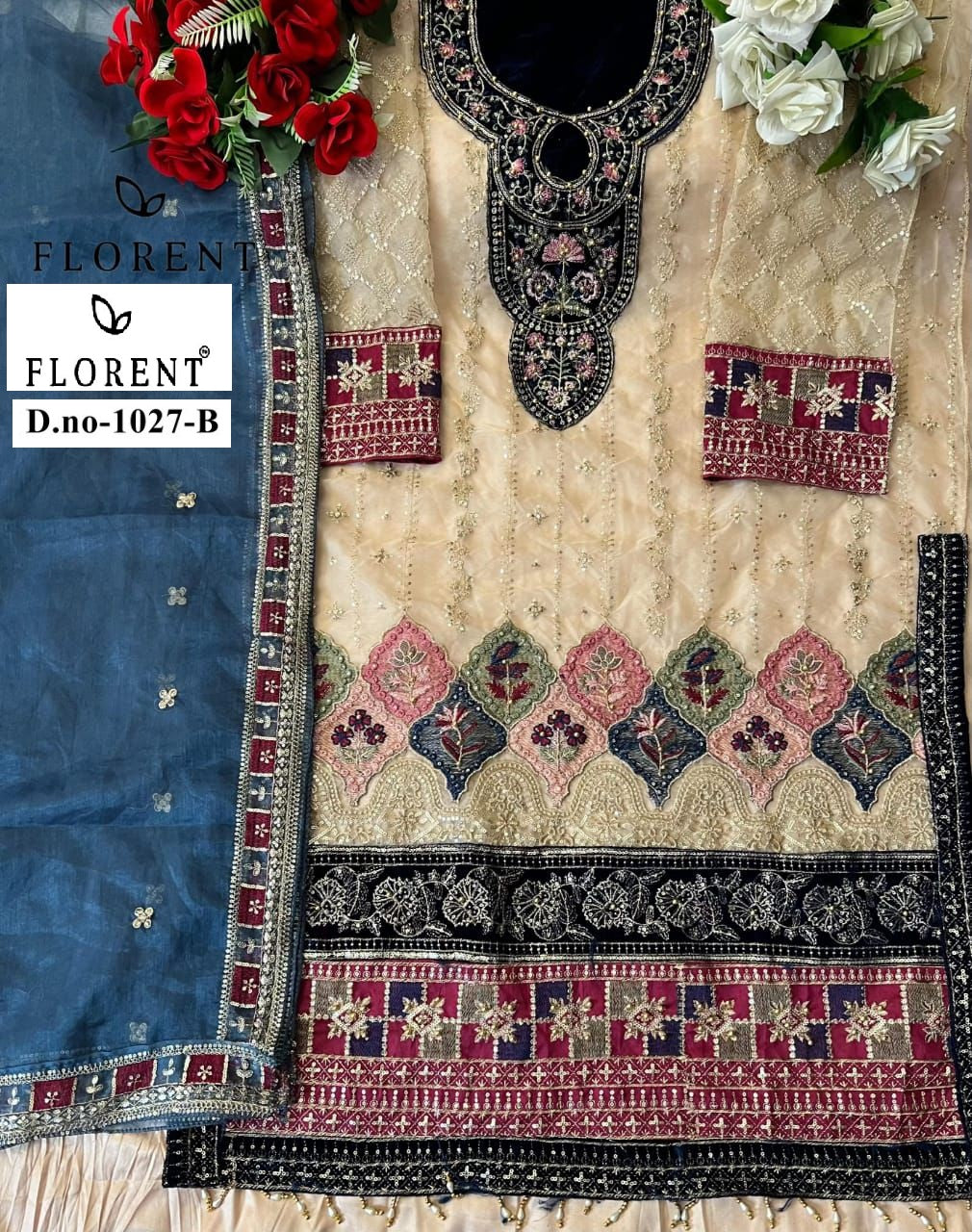 1027-B Florent Embroidery Pakistani Patch Suits