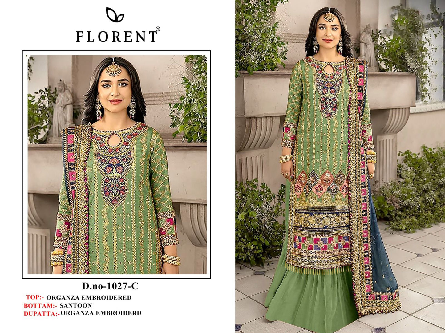 1027-C Florent Embroidery Pakistani Patch Suits