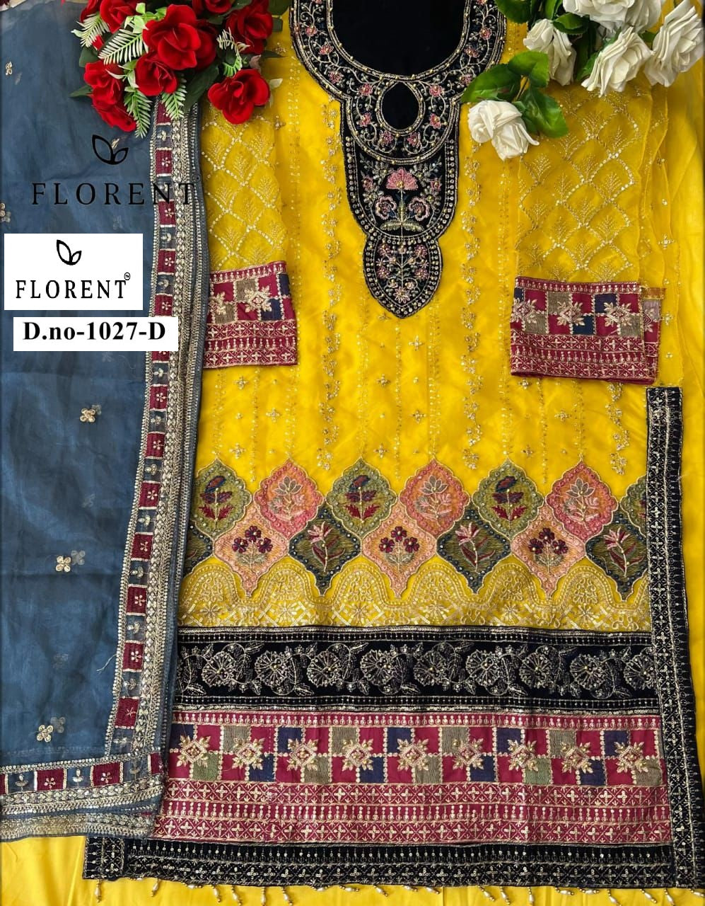 1027-D Florent Embroidery Pakistani Patch Suits