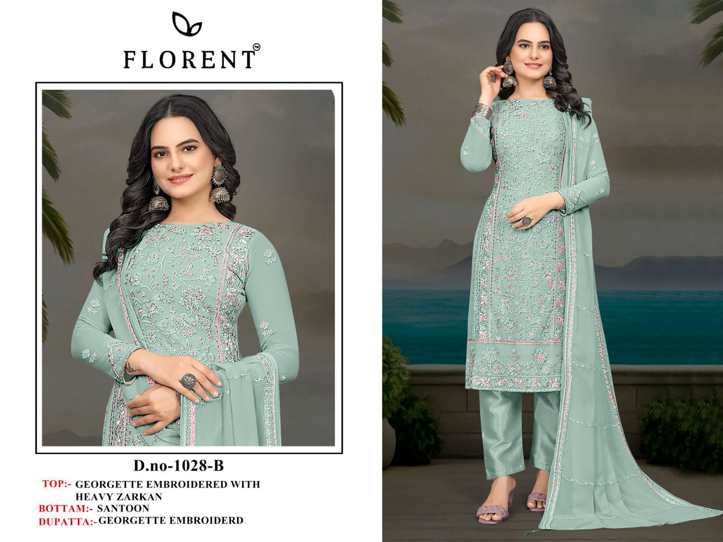 1028-B Florent Georgette Pakistani Salwar Suits