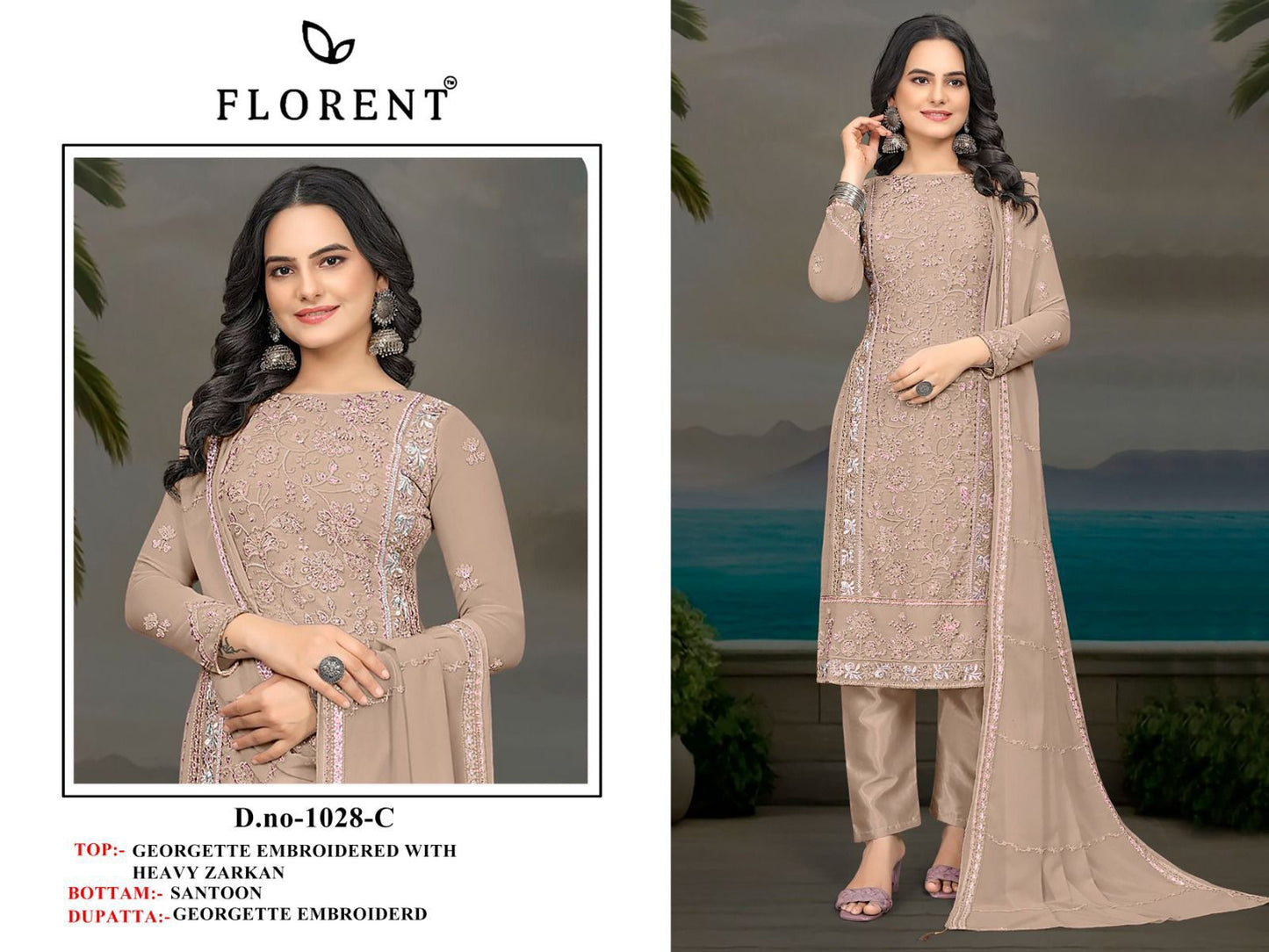 1028-C Florent Georgette Pakistani Salwar Suits