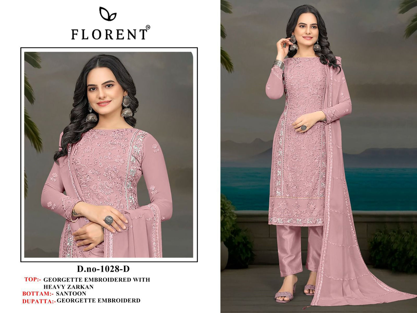 1028-D Florent Georgette Pakistani Salwar Suits