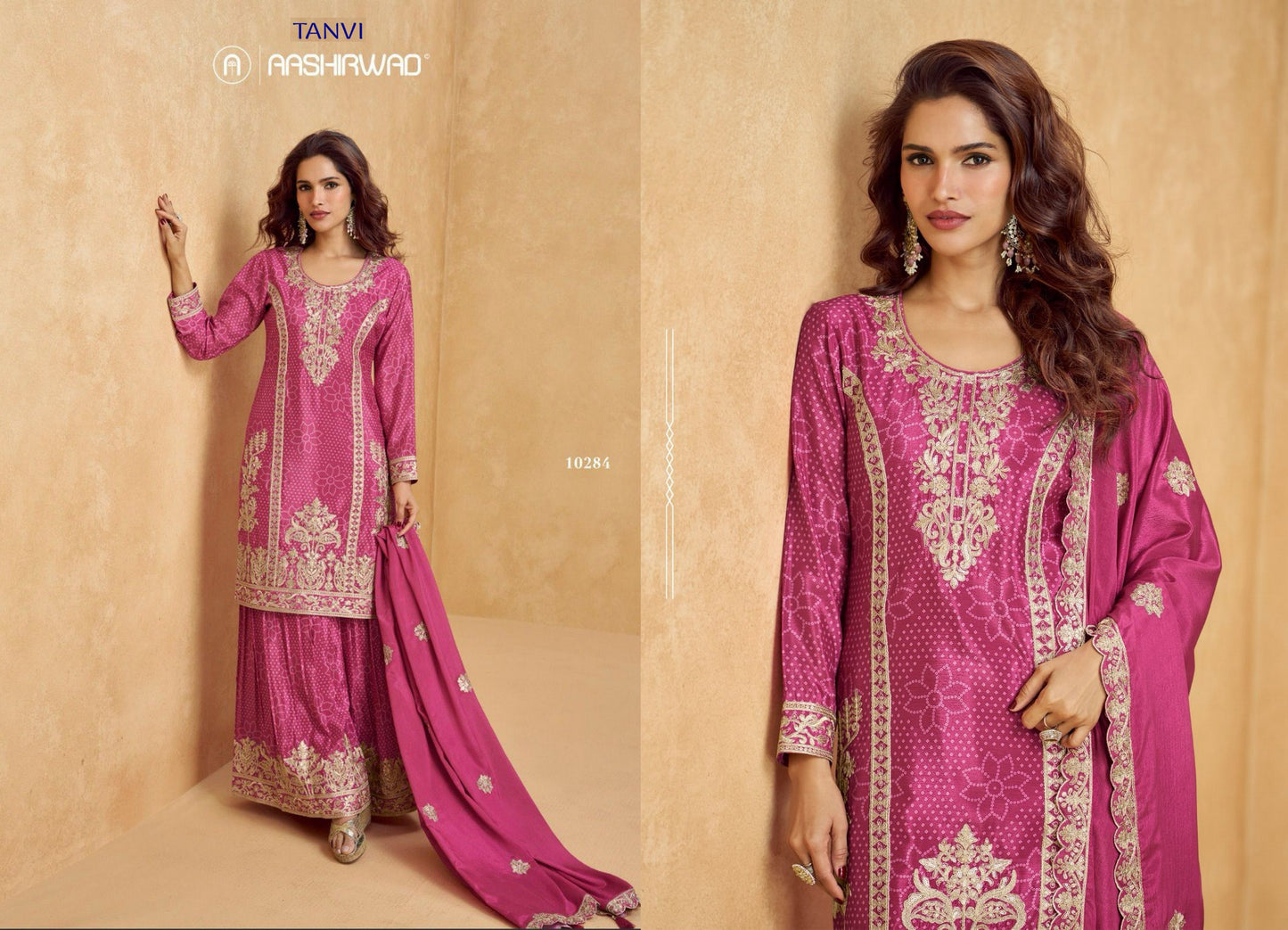 10284 Aashirwad Creation Chinon Silk Readymade Suits