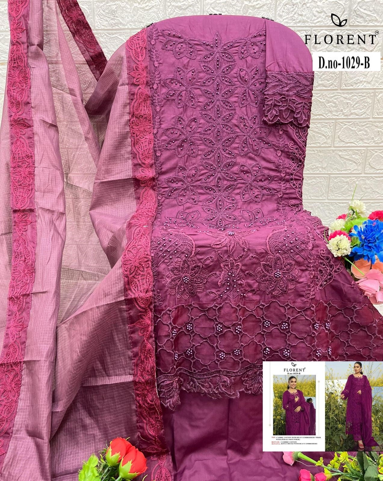 1029--B Florent Embroidery Pakistani Salwar Suits