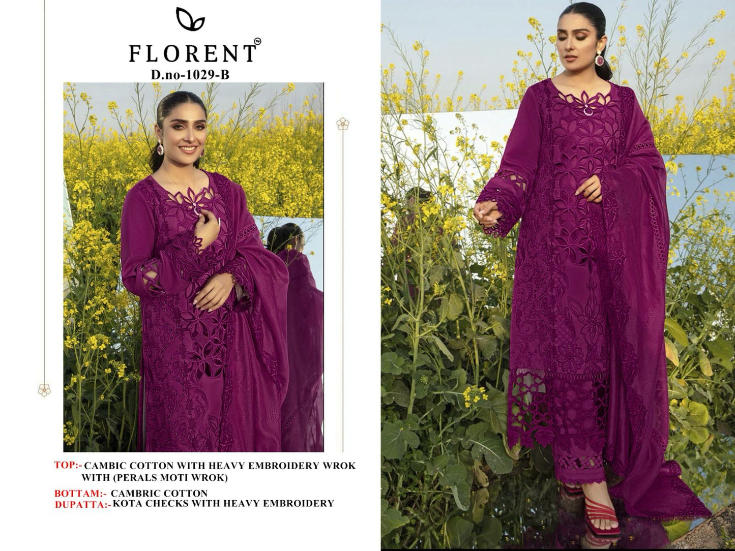 1029--B Florent Embroidery Pakistani Salwar Suits