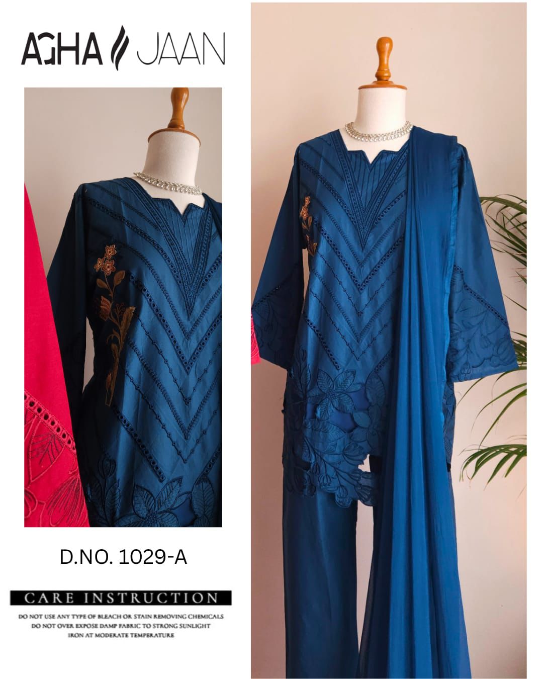 1029-A Agha Jaan Embroidery Pakistani Readymade Suits