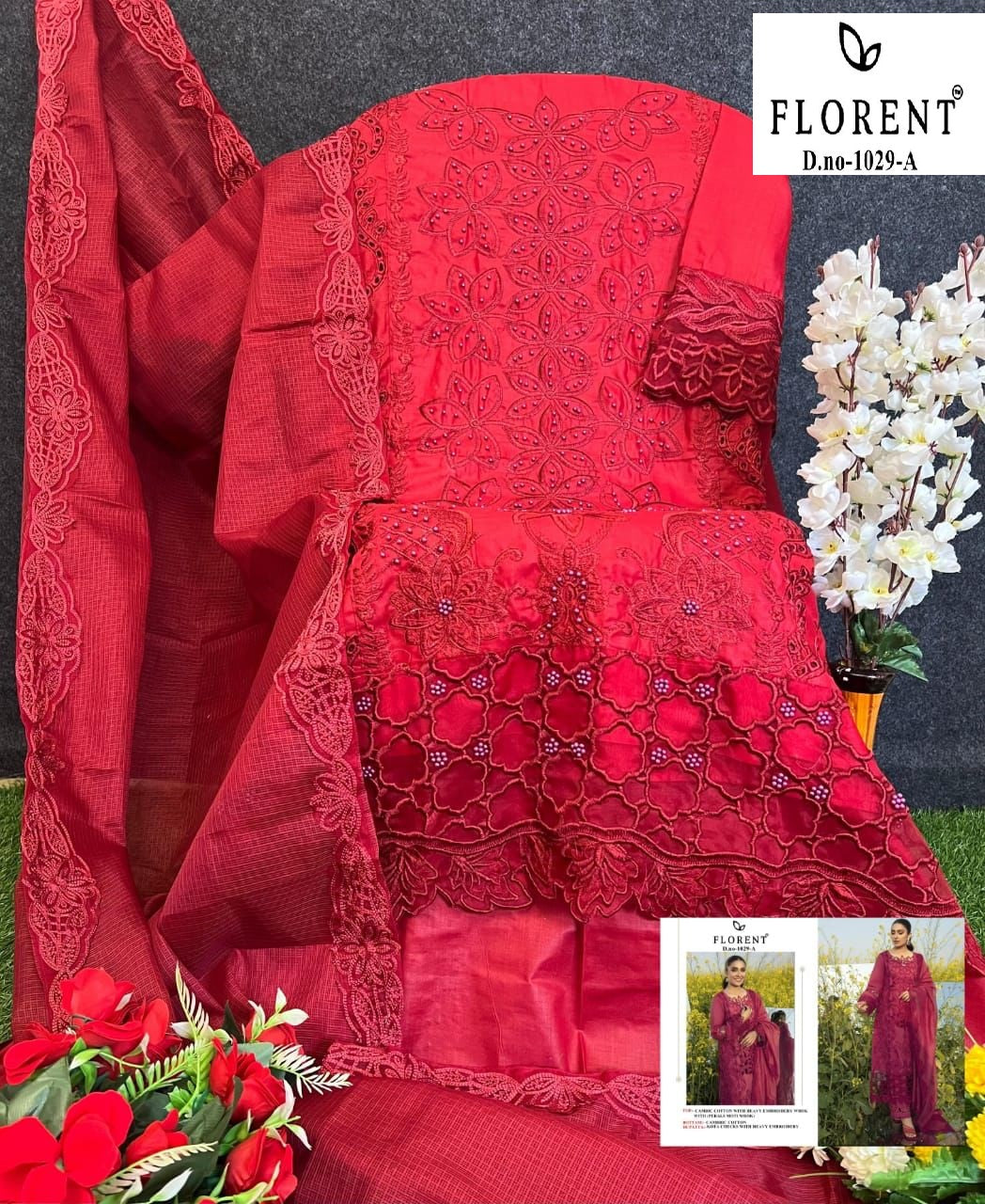 1029-A Florent Embroidery Pakistani Salwar Suits