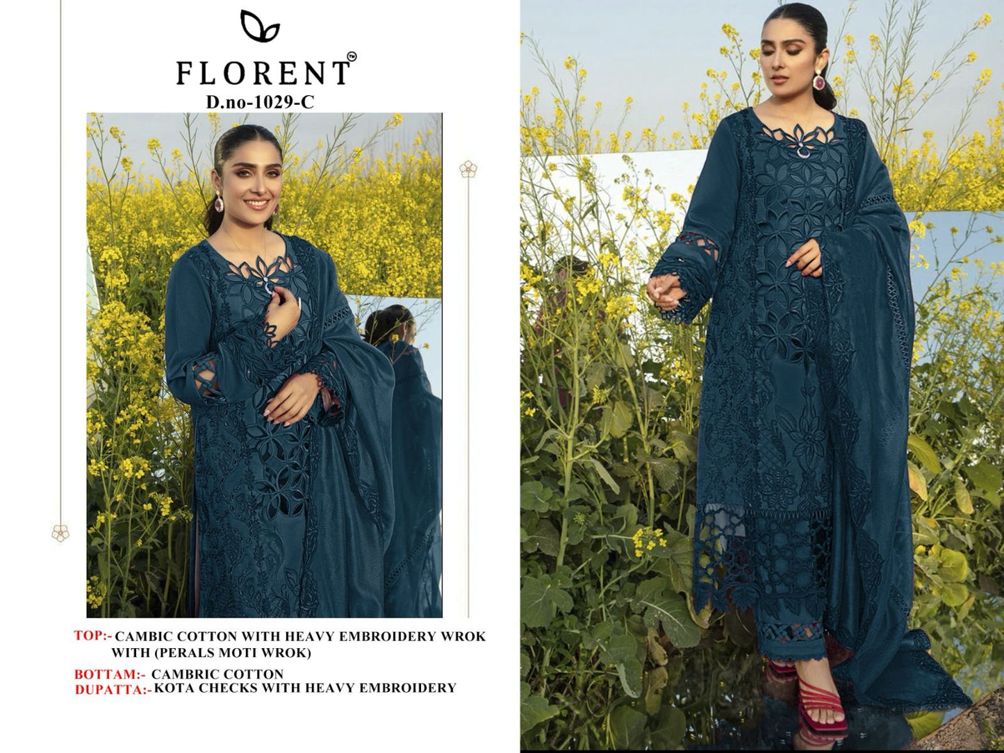 1029-C Florent Embroidery Pakistani Salwar Suits
