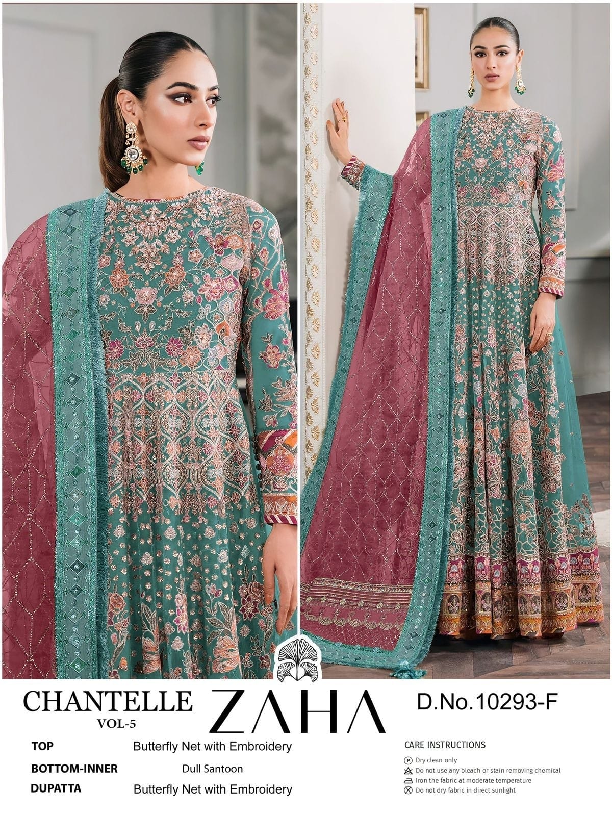 10293-F Chantelle Vol-5 Zaha Embroidery Pakistani Salwar Suits
