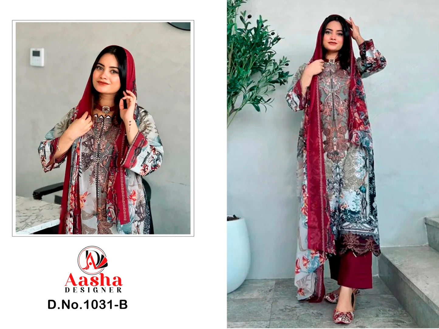 1031-B Harsha Vol 1 Aasha Designer Embroidery Pakistani Patch Suits
