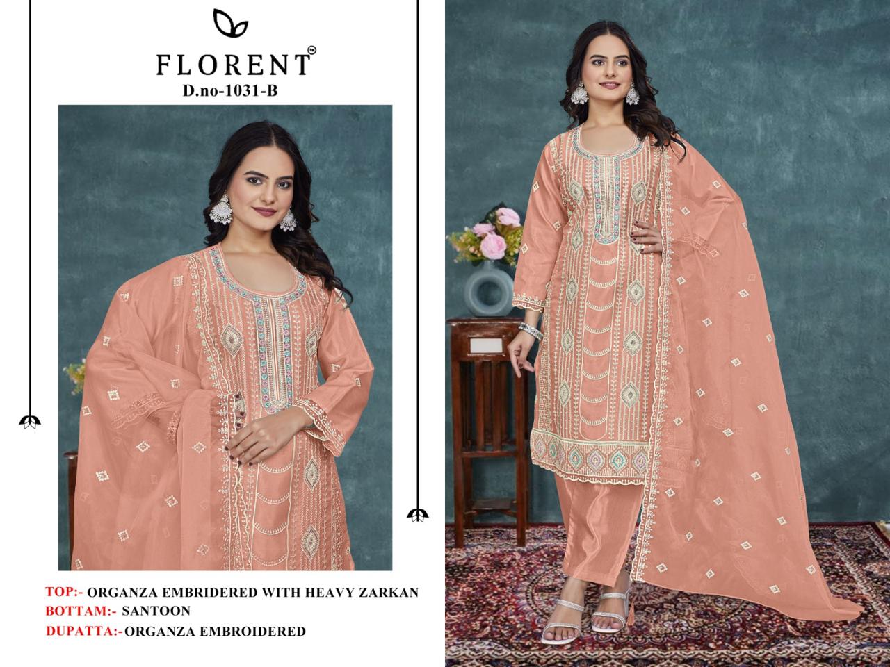 1031B Florent Dull Organza Pakistani Salwar Suits
