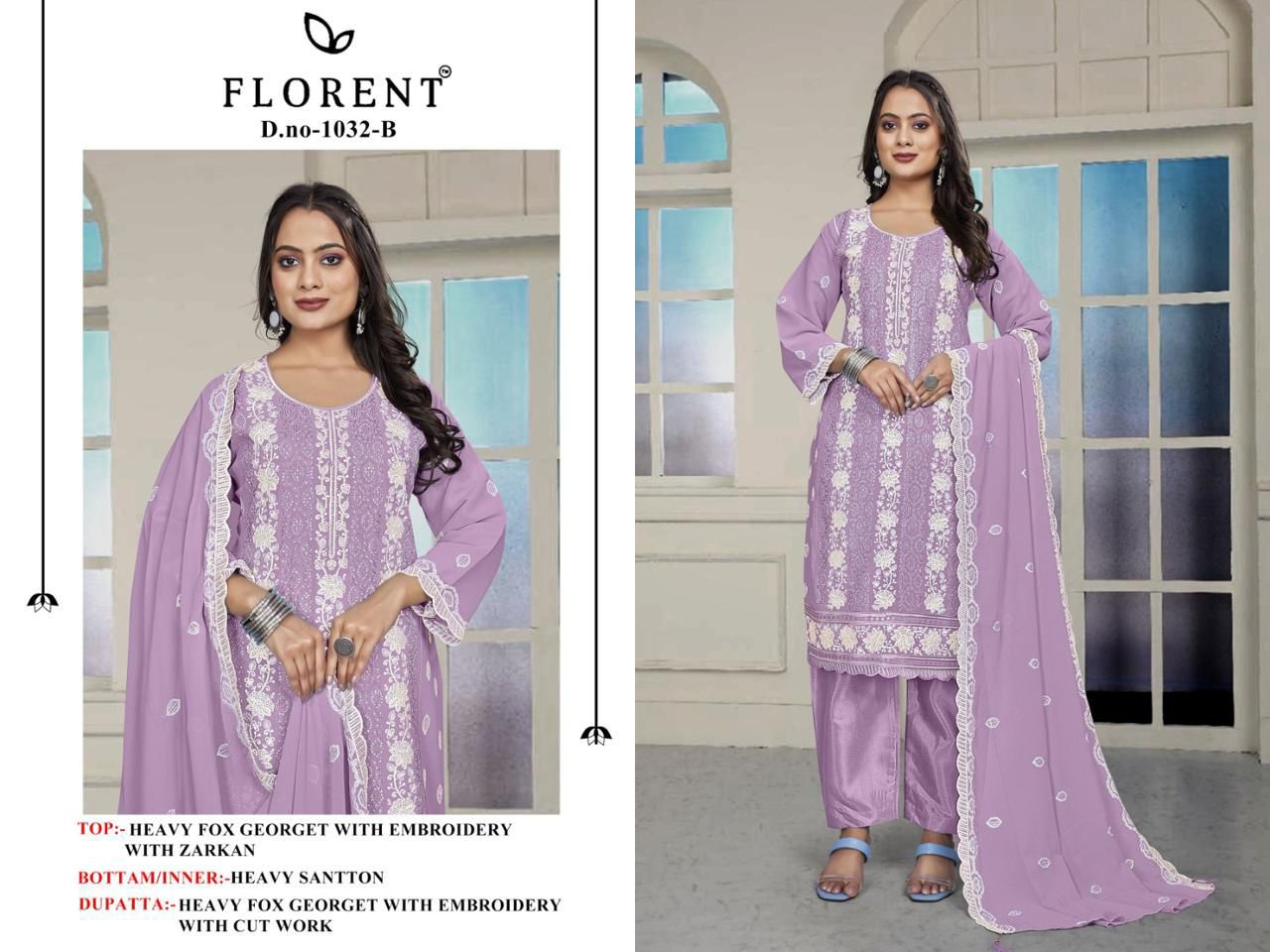 1032-B Florent Georgette Pakistani Salwar Suits