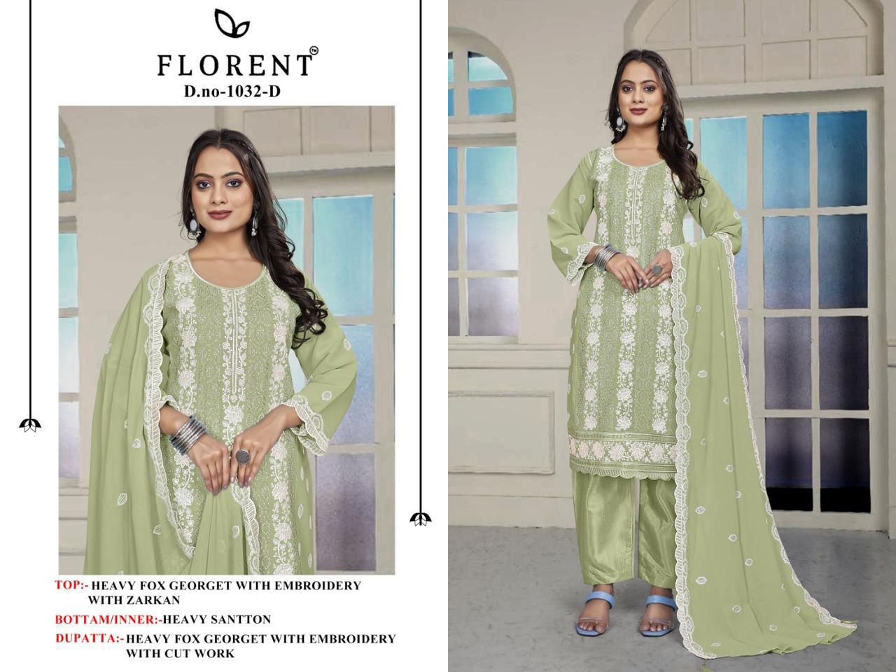 1032-D Florent Georgette Pakistani Salwar Suits
