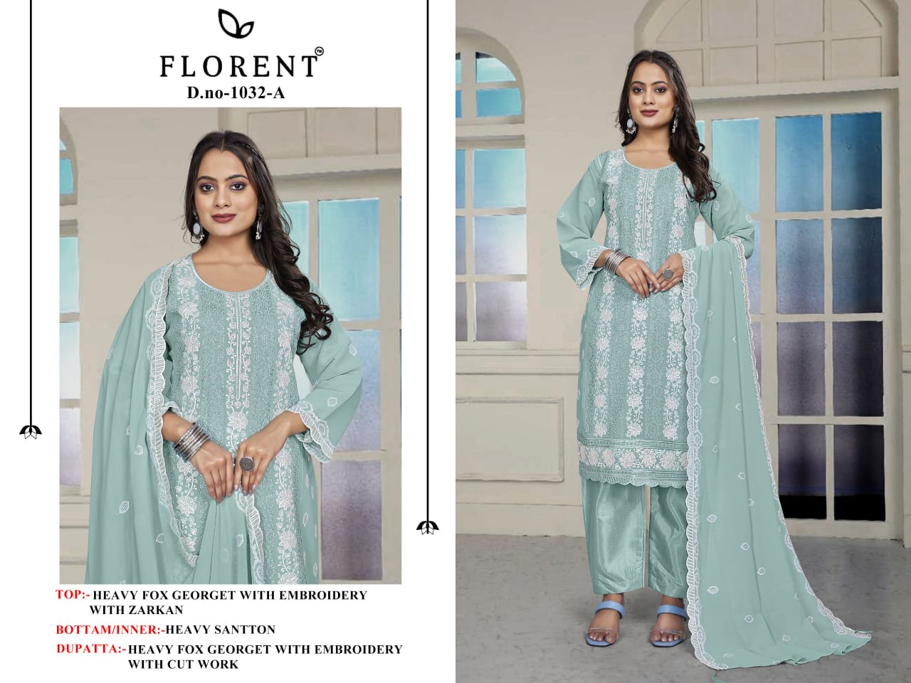 1032A Florent Embroidery Pakistani Salwar Suits