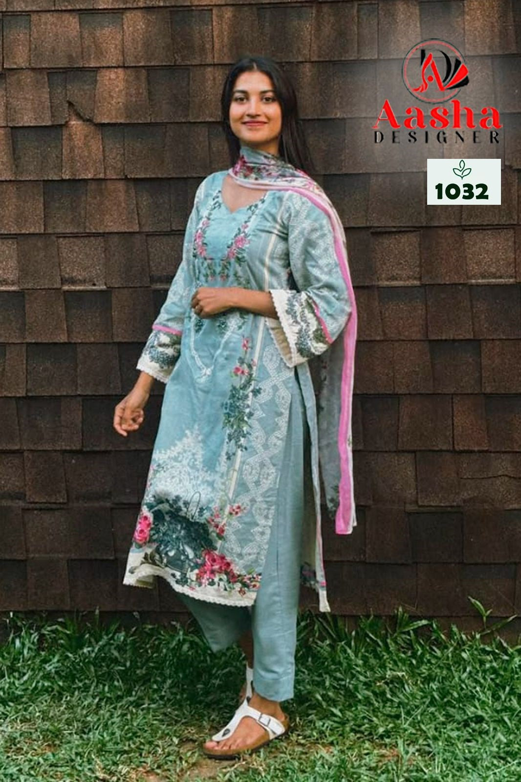 1032 Sky Aasha Designer Embroidery Pakistani Patch Suits