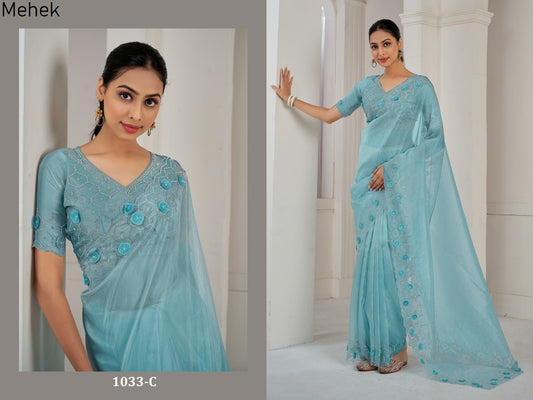 1033-C Mehek Soft Organza Sarees