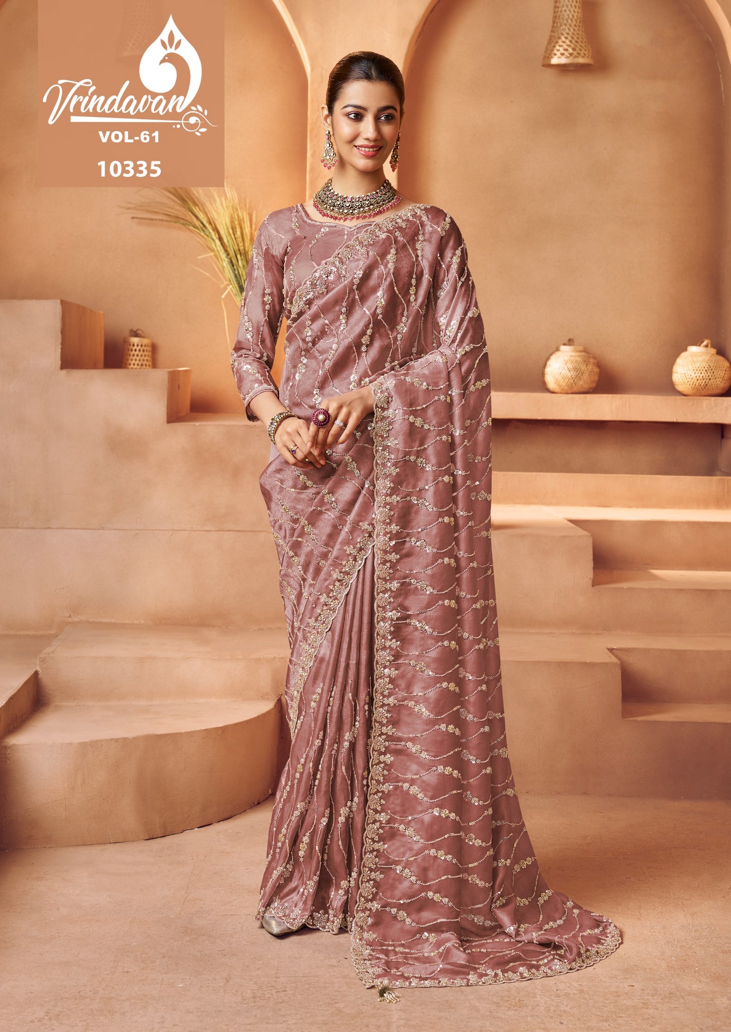 10335 Vrindavan Vol 61 Royal Tissue Sarees