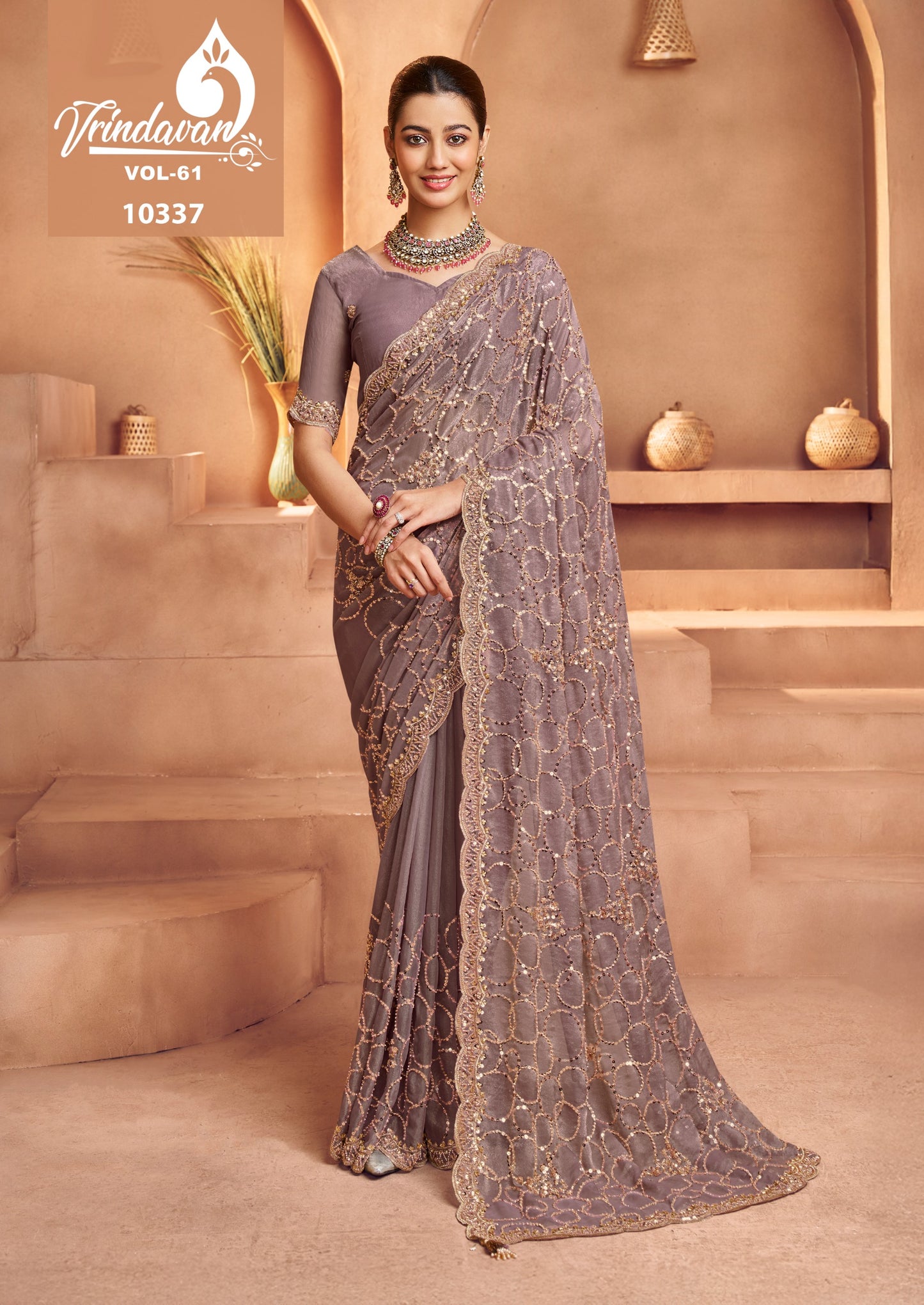 10337 Vrindavan Vol 61 Royal Tissue Sarees