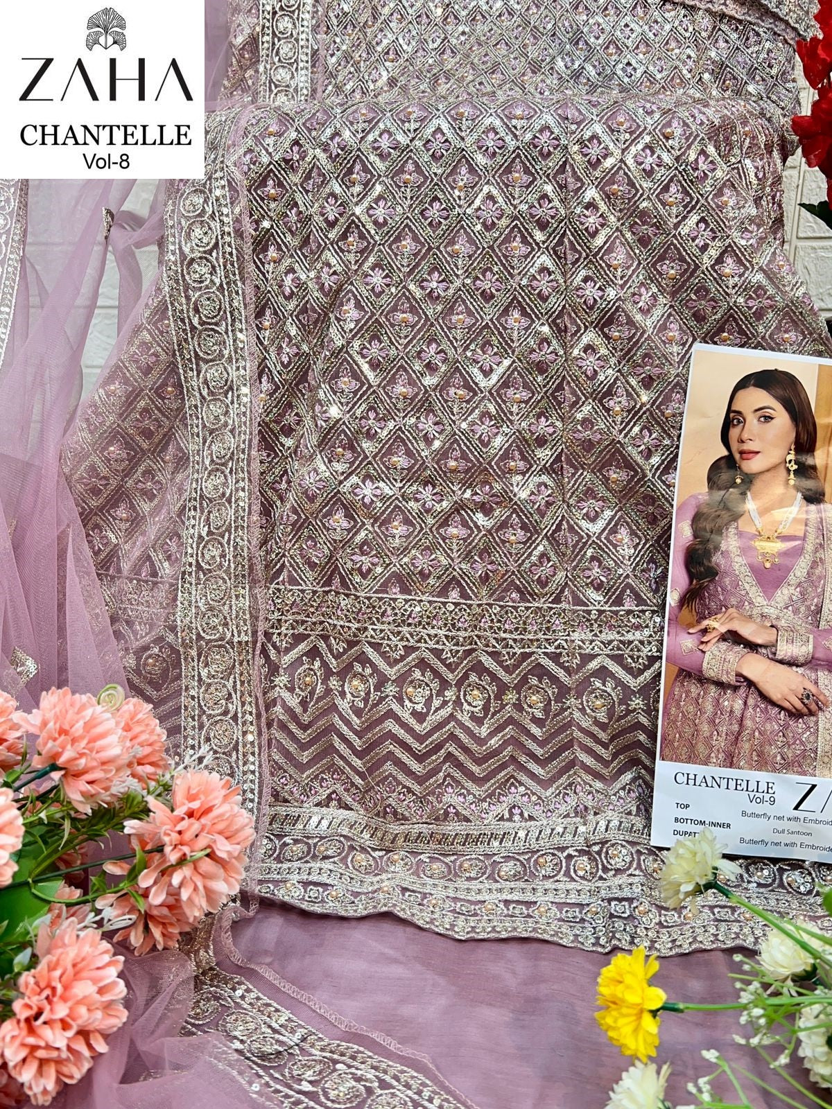 10354A Chantelle Vol 8 Zaha Butterfly Net Pakistani Salwar Suits