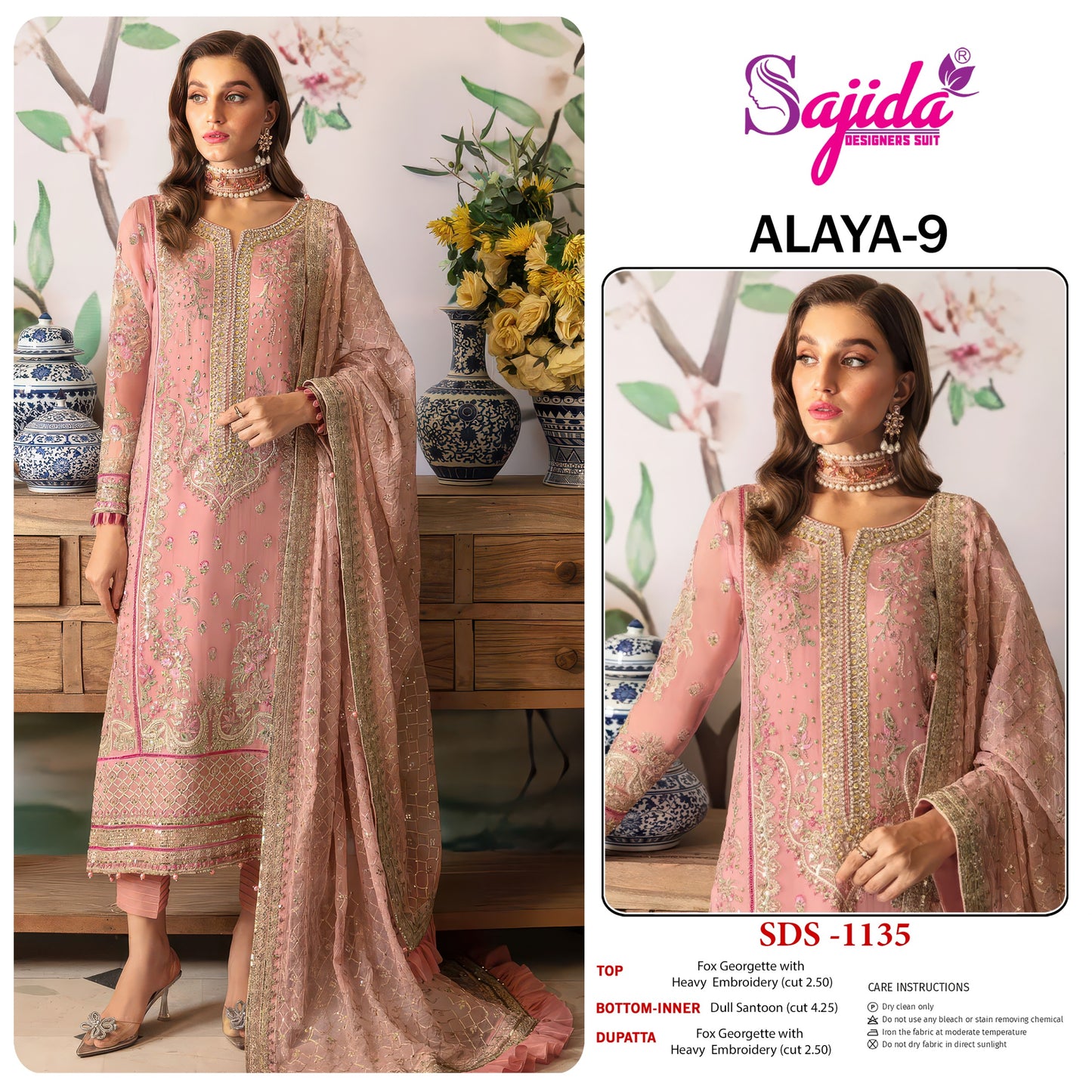 1035 Alaya Vol 9 Sajida Georgette Pakistani Salwar Suits