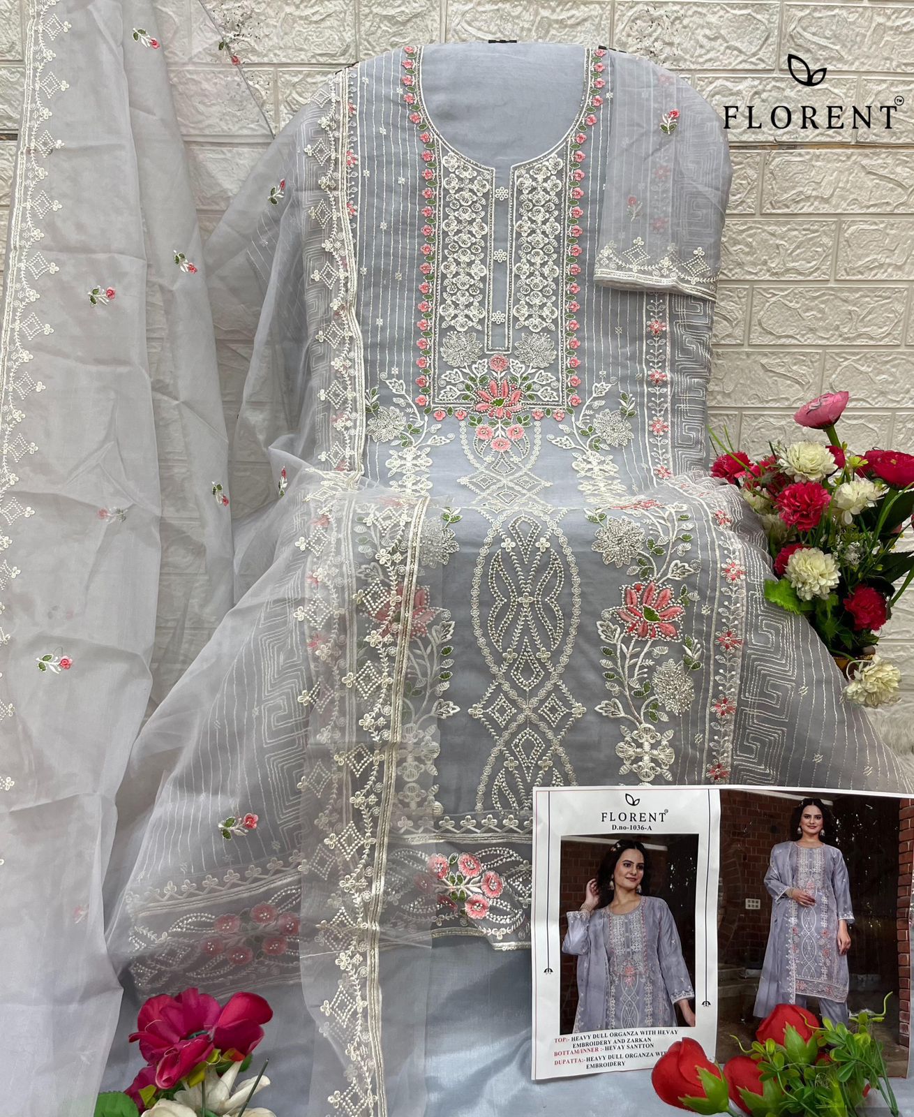 1036-A Florent Embroidery Pakistani Salwar Suits