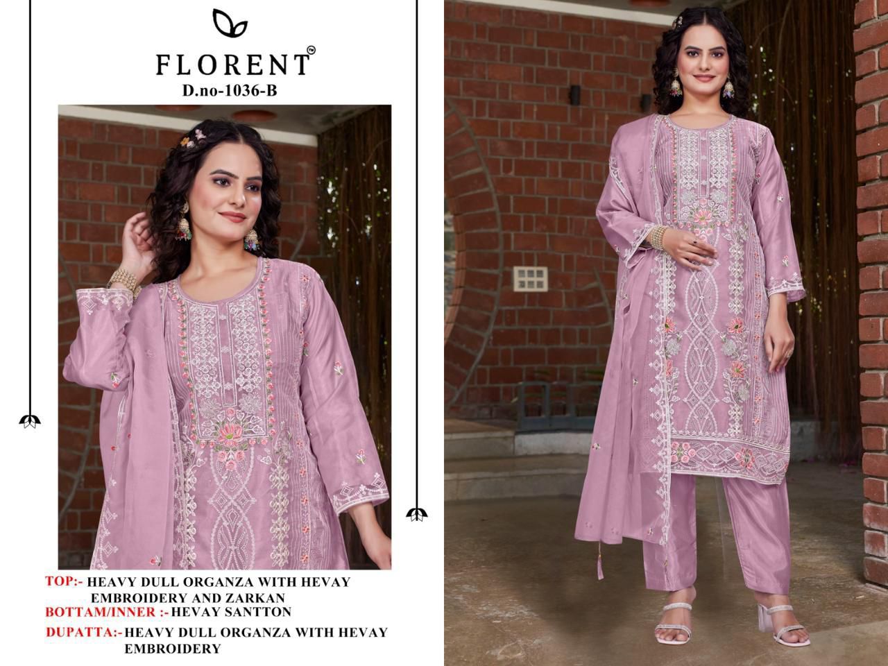 1036-B Florent Embroidery Pakistani Salwar Suits