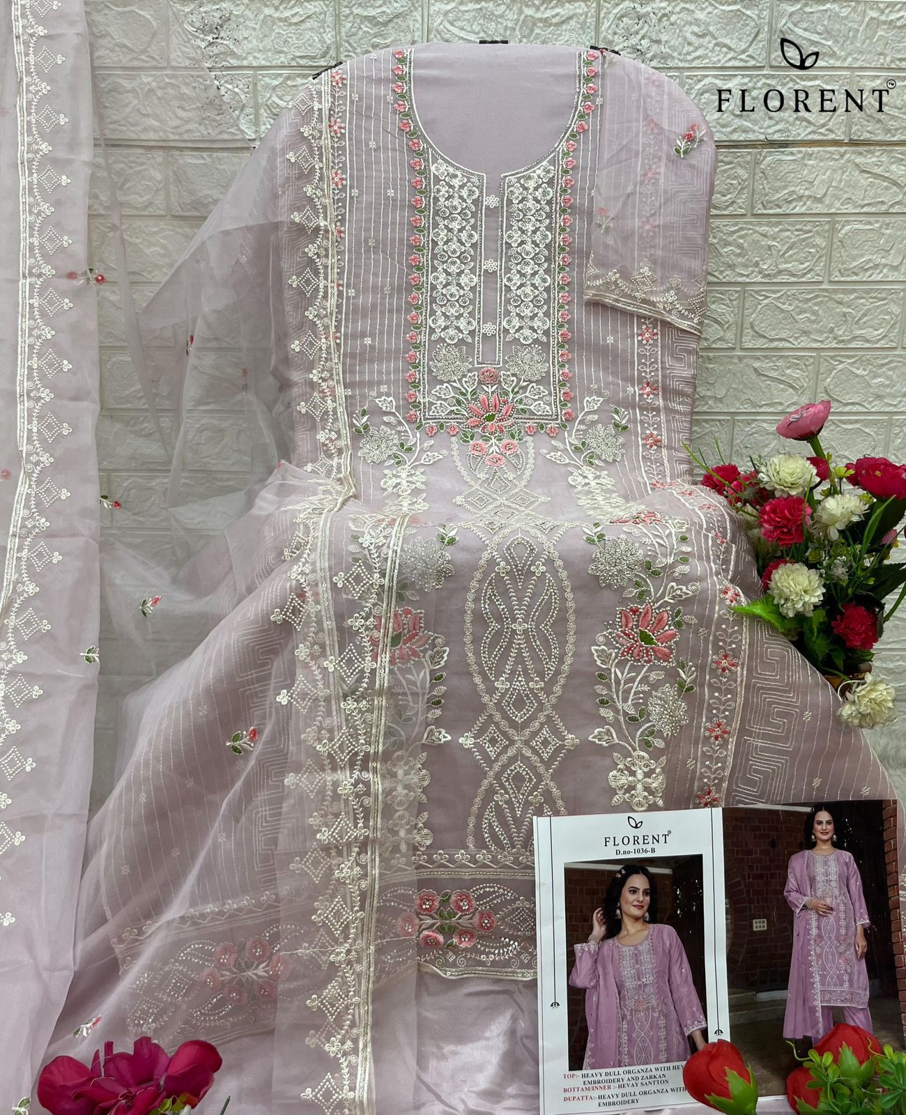 1036-B Florent Embroidery Pakistani Salwar Suits