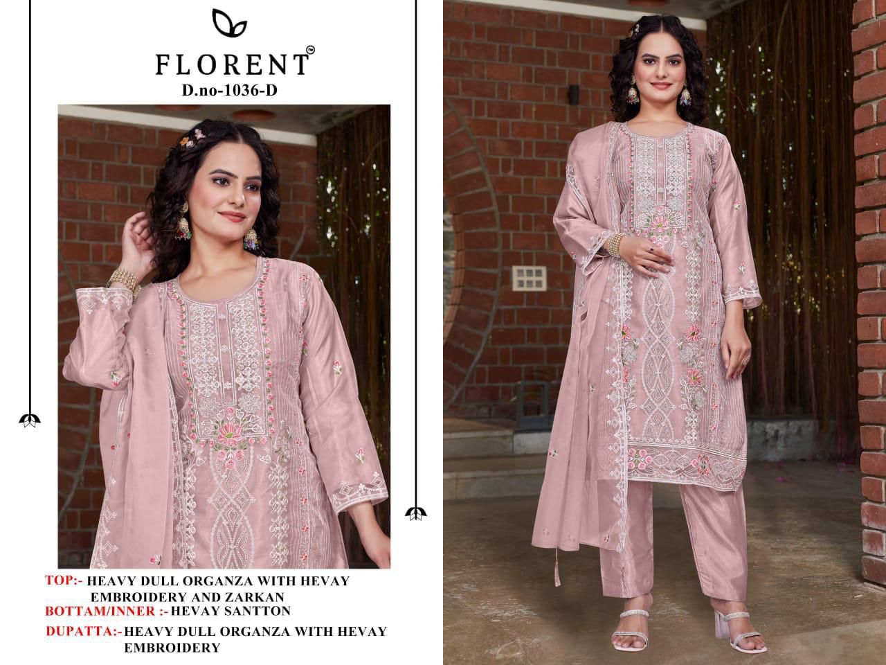 1036-D Florent Embroidery Pakistani Salwar Suits