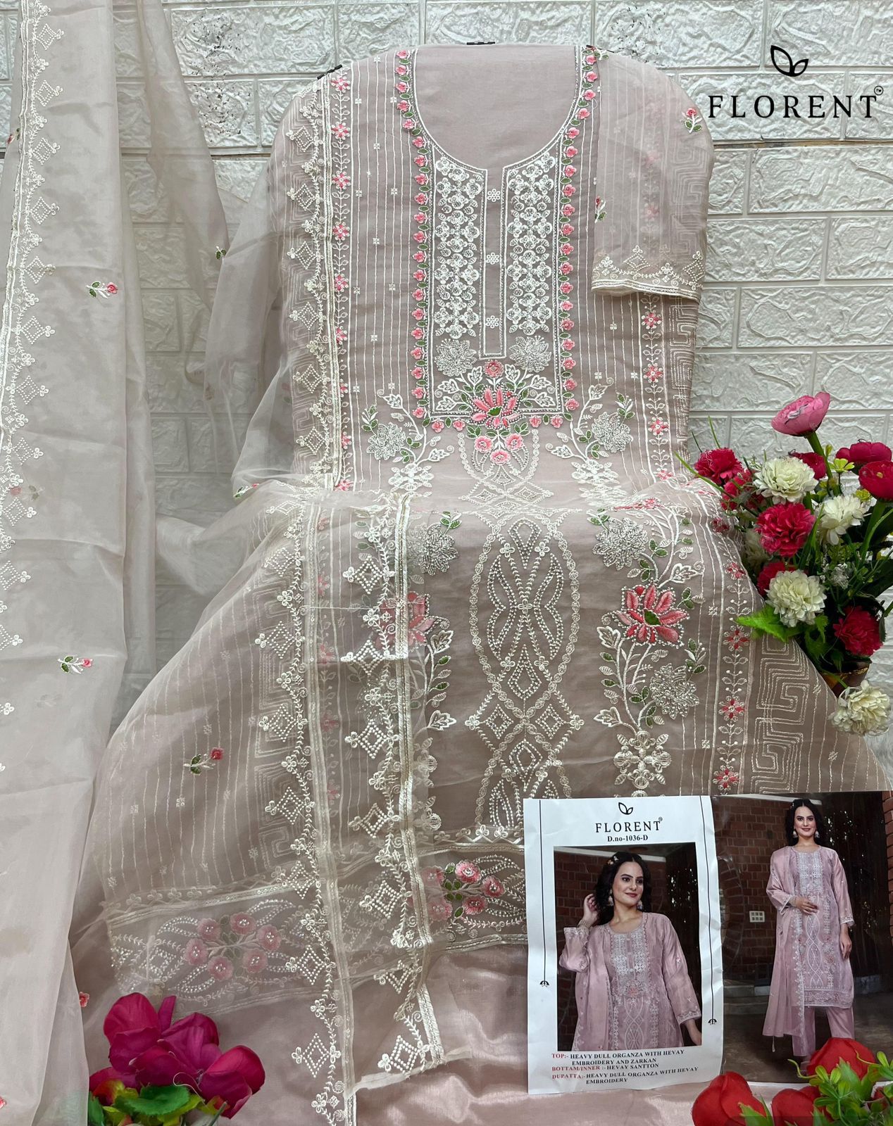 1036-D Florent Embroidery Pakistani Salwar Suits