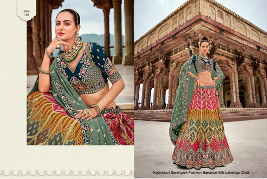 103 Kalamkari Surshyam Fashion Banarasi Silk Lehenga Choli