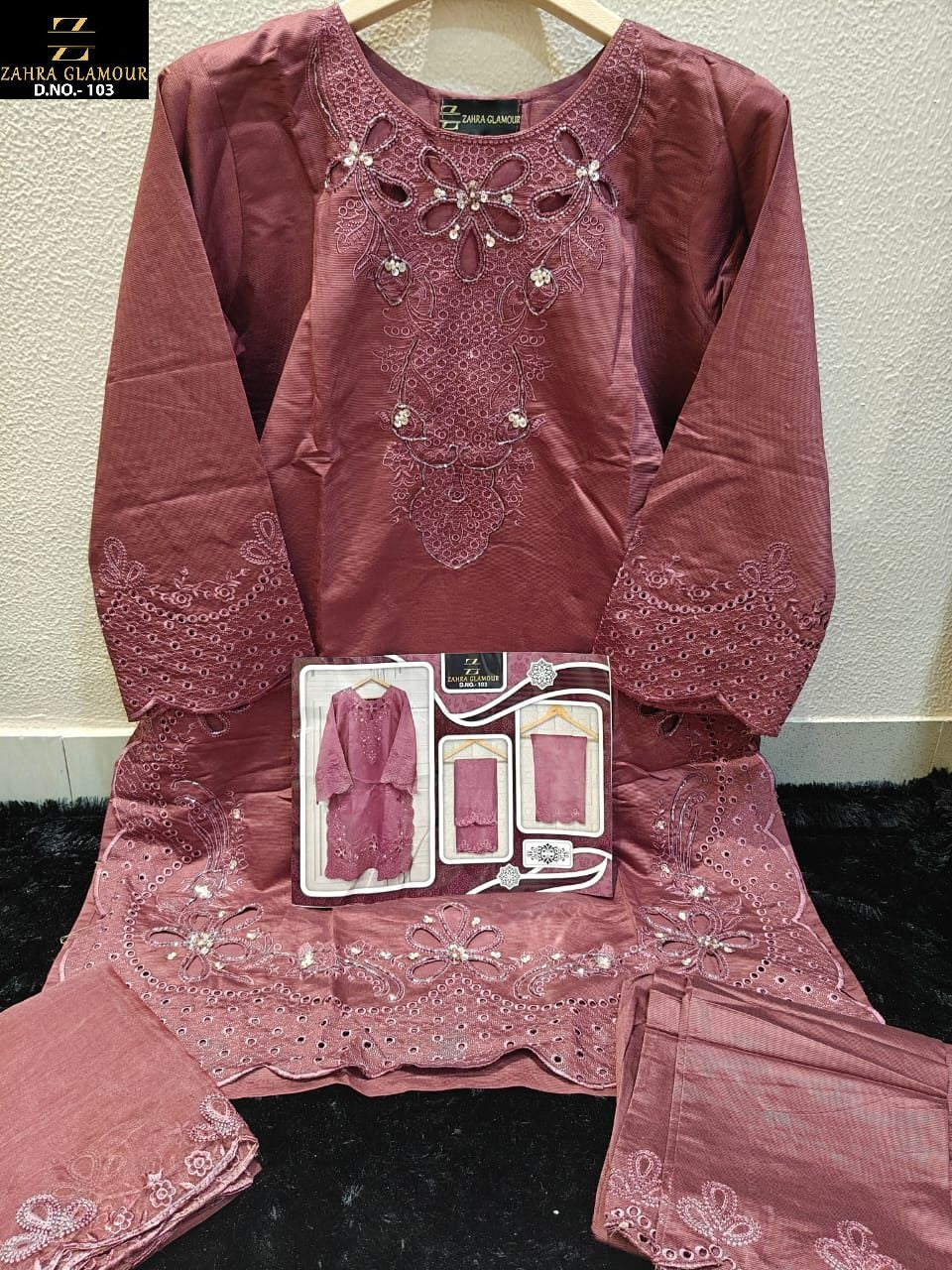 103 Peach Zahra Glamour Viscose Pakistani Readymade Suits
