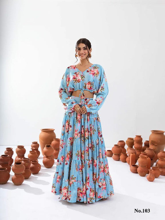 103 Vallari Vol 1 Lucaya Digital Print Croptop Skirt Set