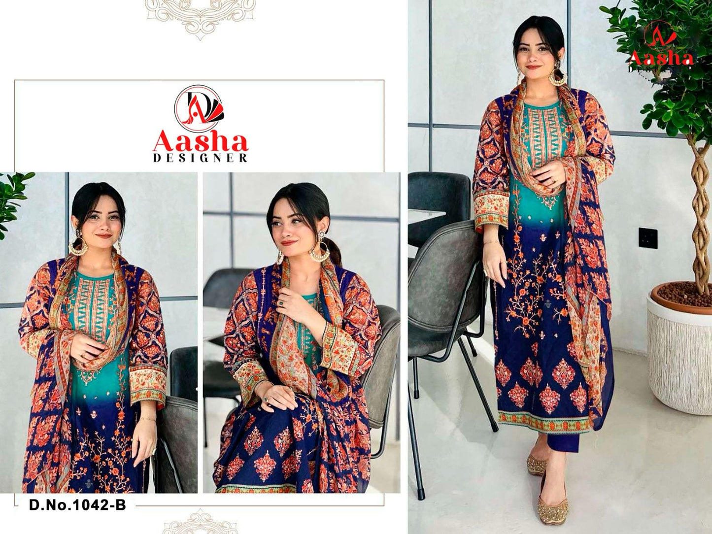 1042-B Harsha Vol 4 Aasha Designer Embroidery Pakistani Salwar Suits