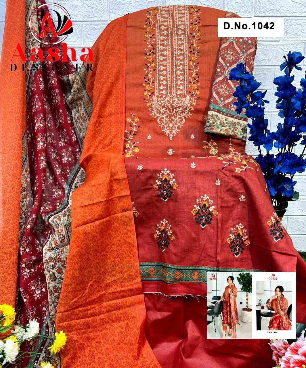1042 Harsha Vol 4 Aasha Designer Embroidery Pakistani Salwar Suits