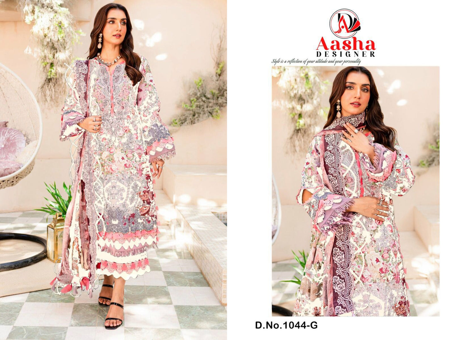 1044-G Aasha Designer Embroidery Pakistani Patch Suits
