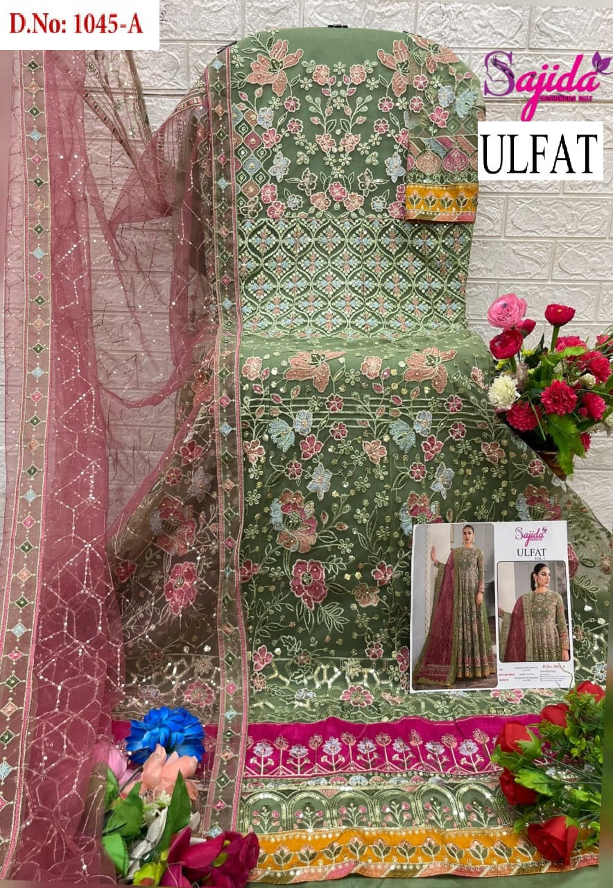 1045-A Ulfat Sajida Butterfly Net Pakistani Salwar Suits