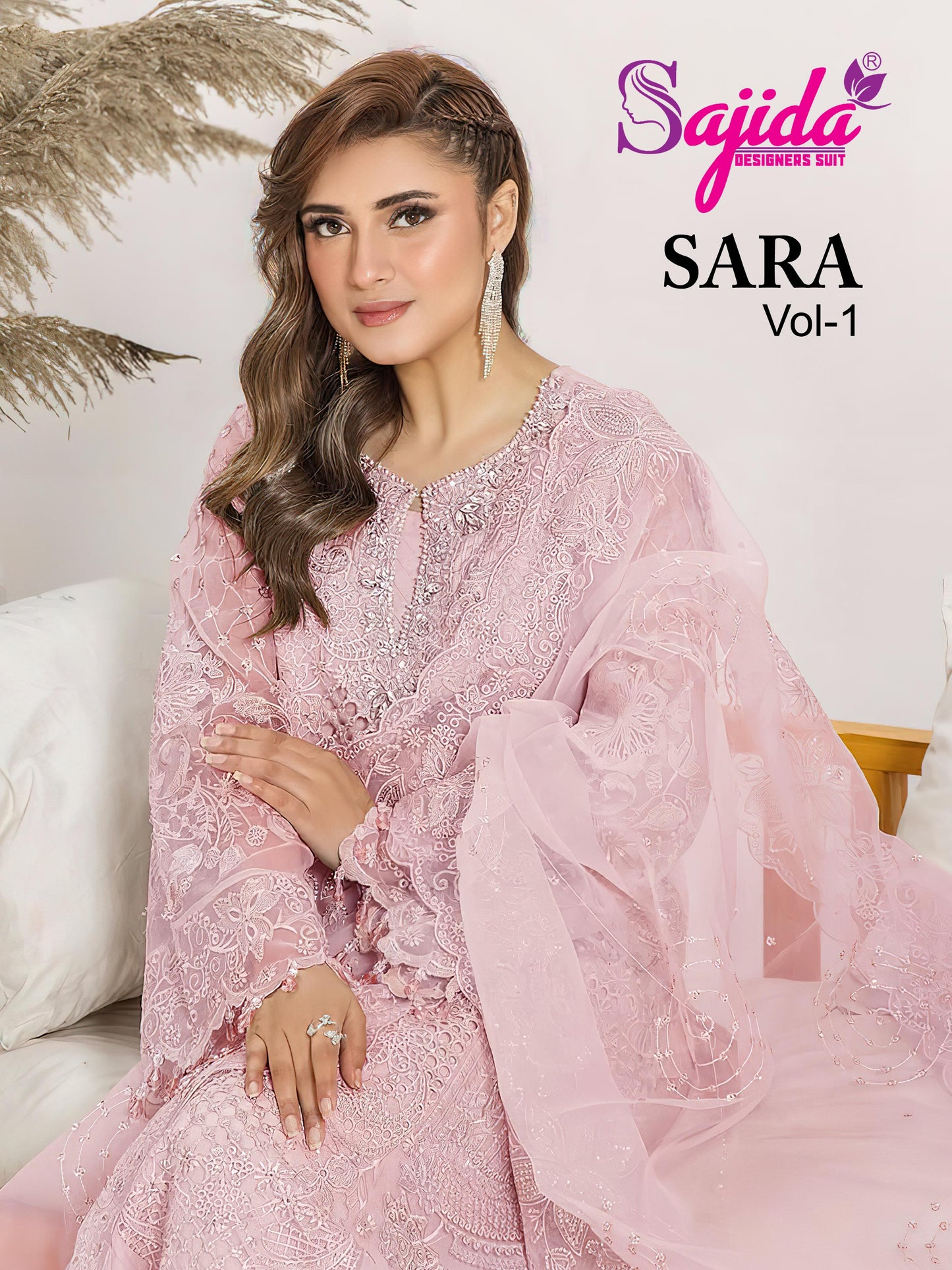 1047 C Sara Vol 1 Sajida Organza Pakistani Salwar Suits