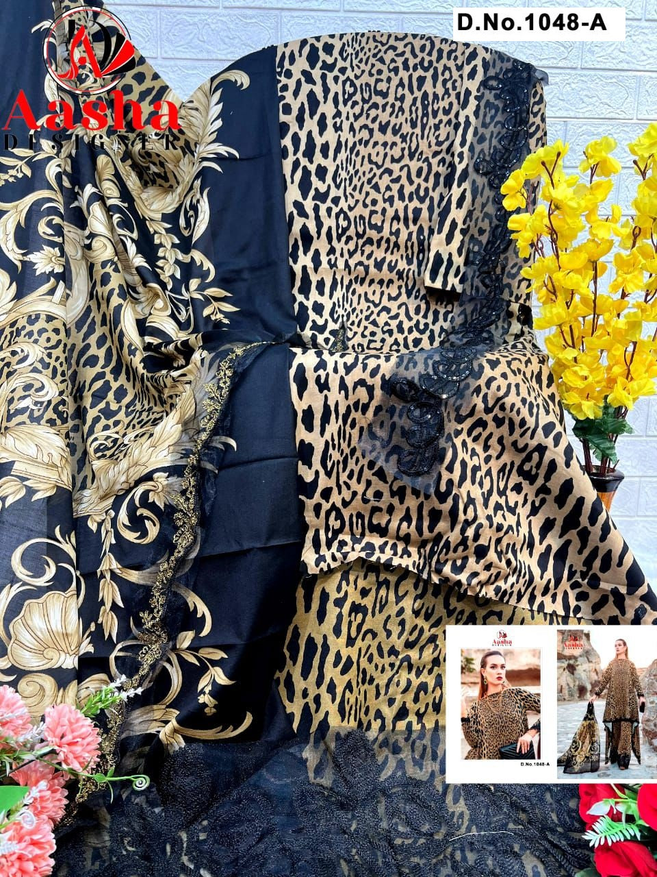 1048-A Aasha Designer Embroidery Pakistani Patch Suits
