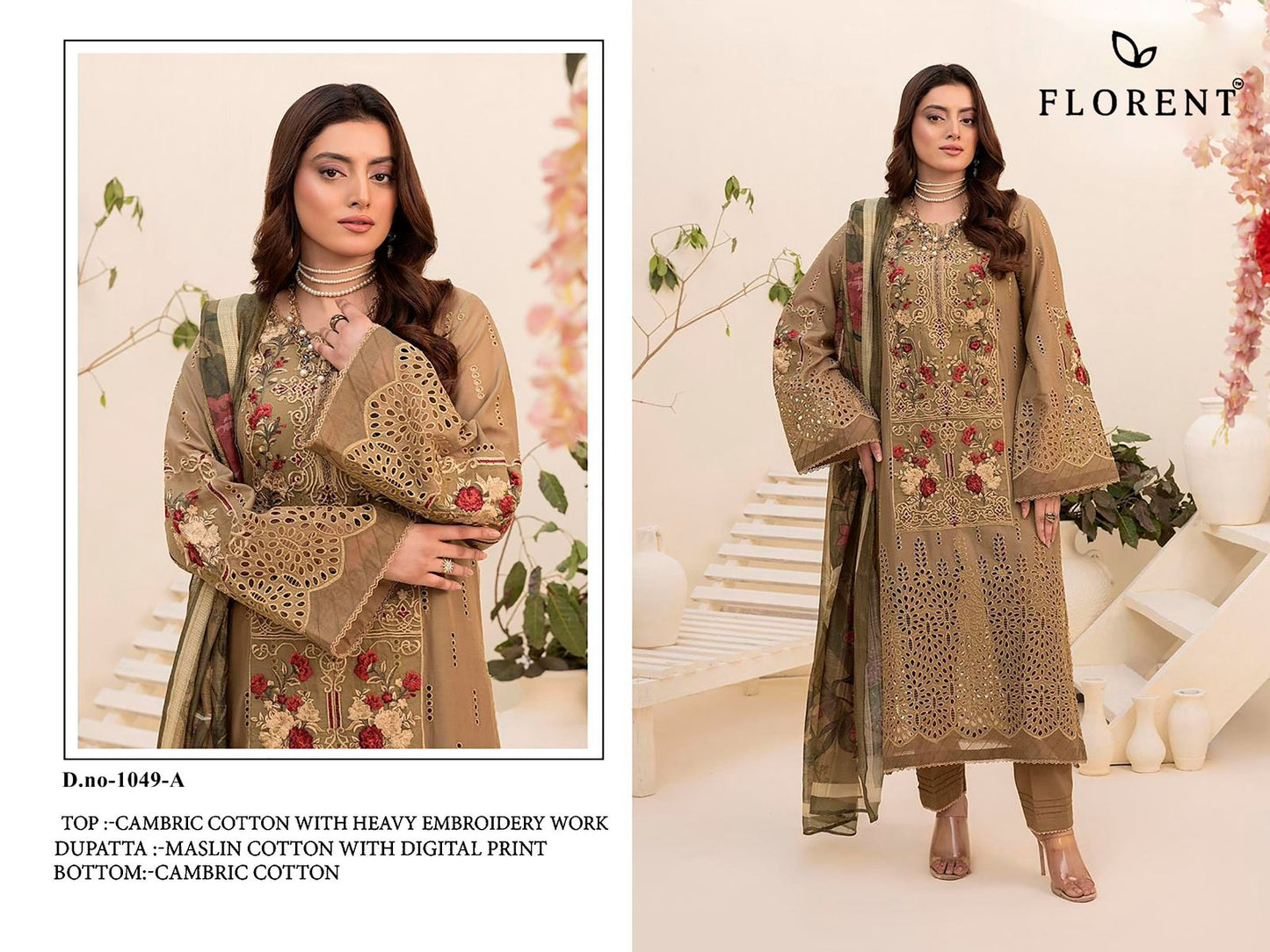 1049-A Florent Cambric Cotton Pakistani Salwar Suits