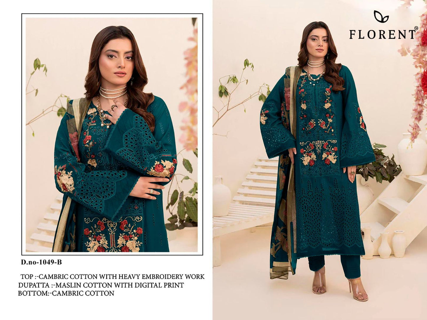1049-B Florent Cambric Cotton Pakistani Salwar Suits