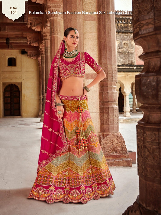104 Kalamkari Surshyam Fashion Banarasi Silk Lehenga Choli