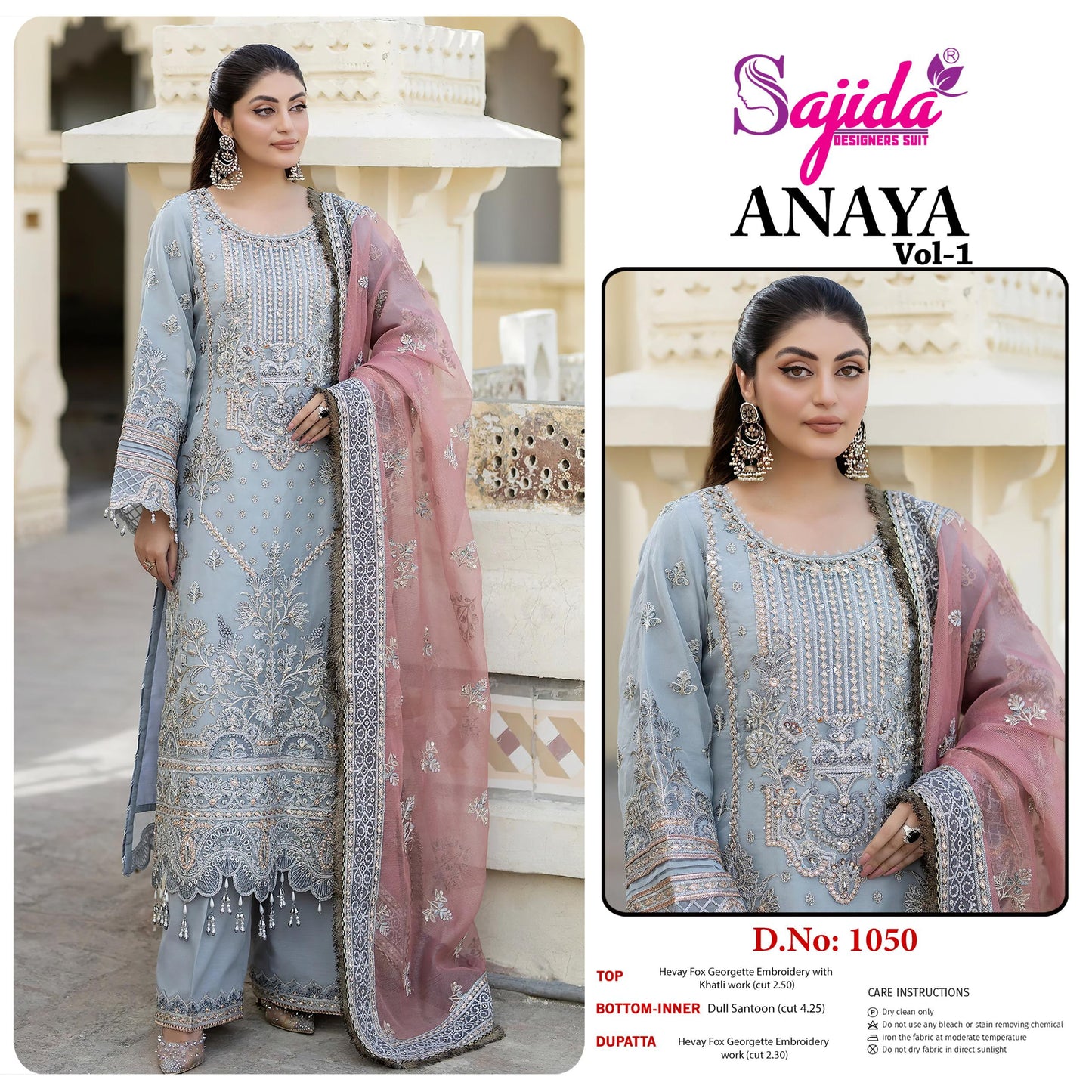 1050 Anaya Vol-1 Sajida Embroidered Pakistani Salwar Suits
