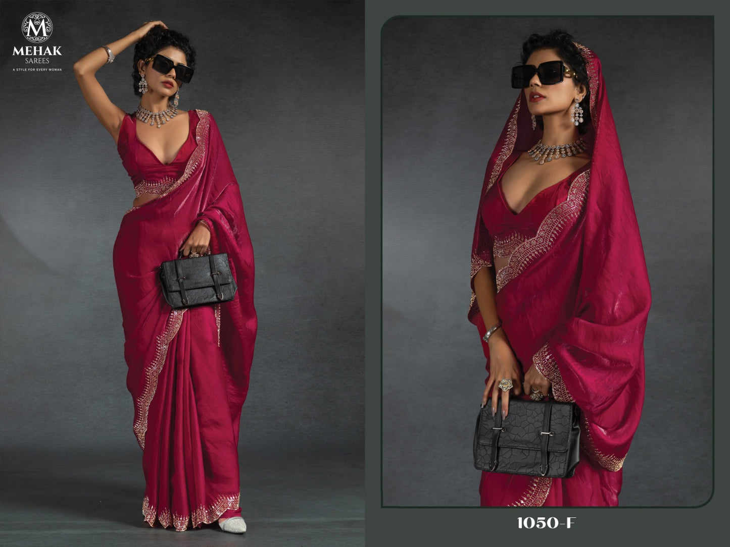 1050F Mehek Satin Silk Sarees