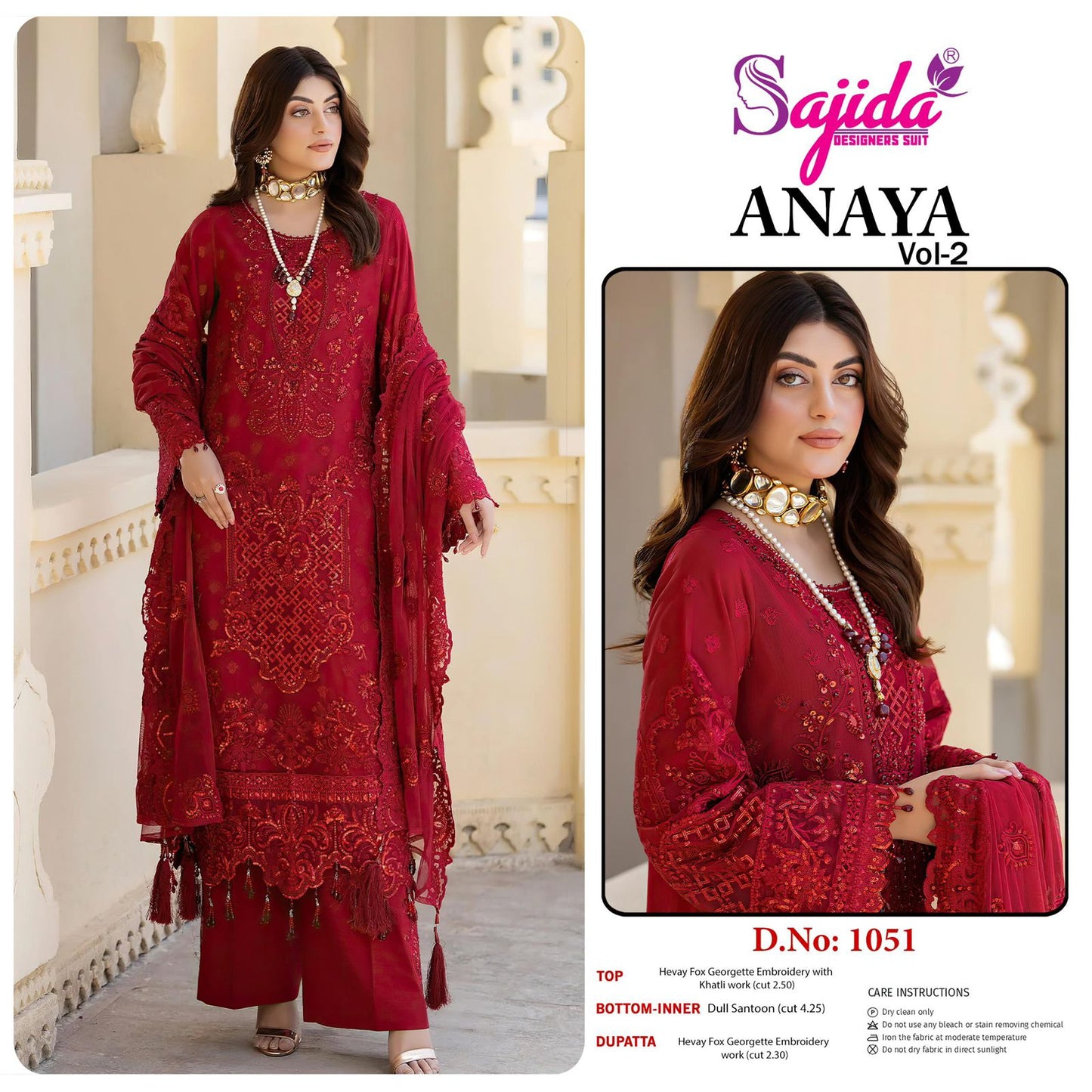 1051 Anaya Vol-2 Sajida Georgette Pakistani Salwar Suits