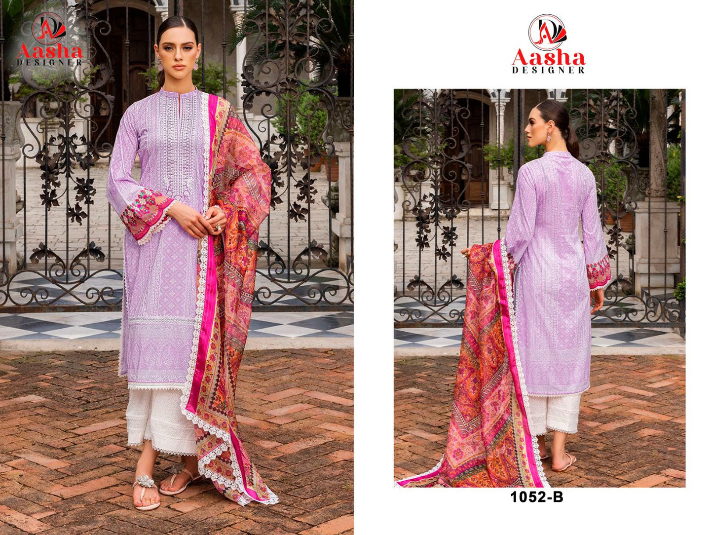 1052-B Aasha Designer Embroidery Pakistani Patch Suits