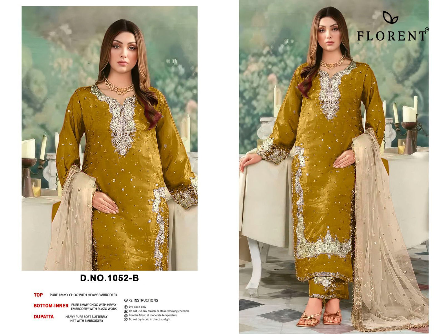 1052-B Florent Pure Jimmy Pakistani Readymade Suits