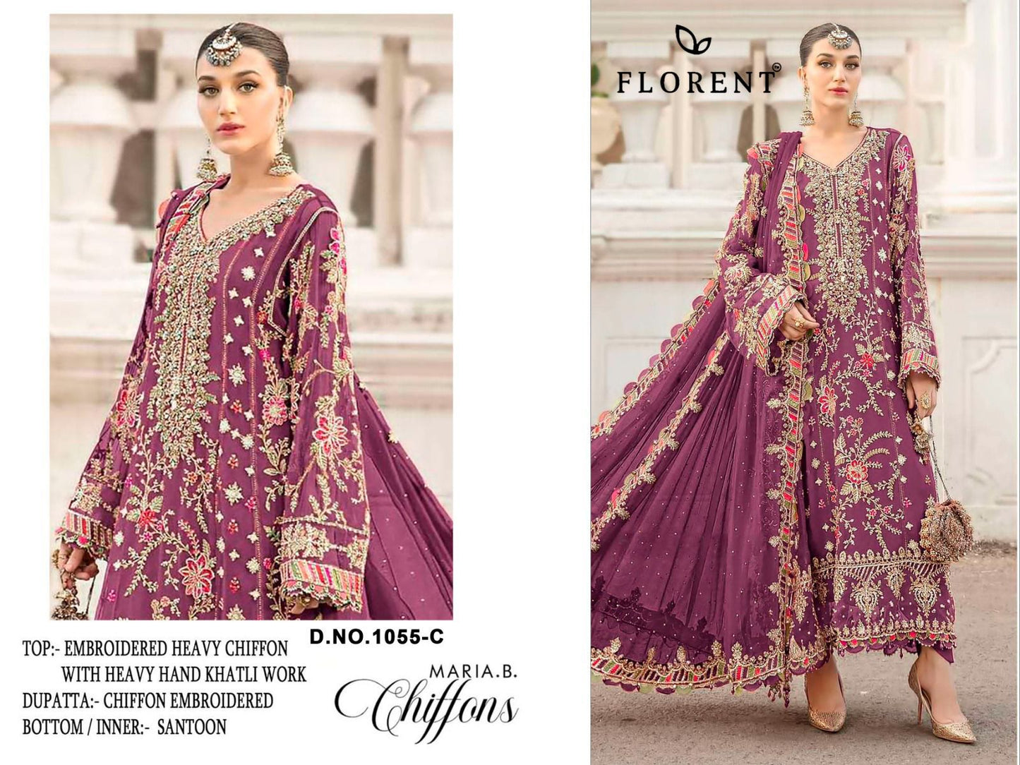 1055-C Maria B Chiffons Florent Denting Pakistani Salwar Suits