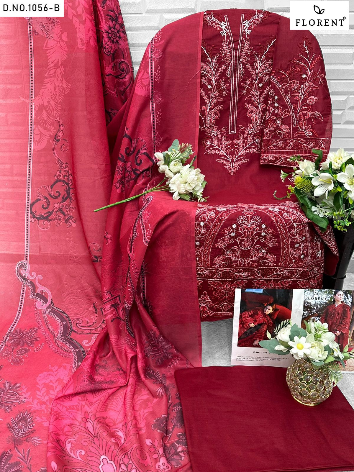 1056-B Florent Cambric Cotton Pakistani Salwar Suits